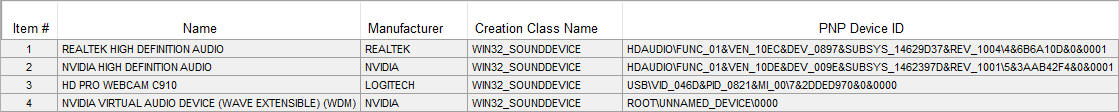 Audio Devices Sample Output